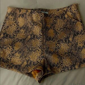 She + Sky High Waist Snakeskin Shorts - Tan and Black suede feel